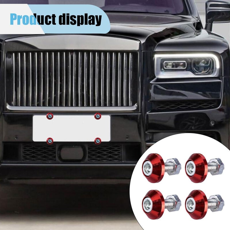 LHDOS 4PCS Motorcycle License Plate Bolts, Aluminum Alloy Car Tag License Plate Screw Decorative Kit, License Plate Frame Fastener Accessories for Most Motorcycles, Cars, Trucks (Red) - Image 5